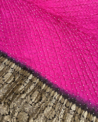 Black & Pink Kanjivaram Bandhani Saree - SindhoiPatolaArt