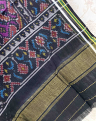 Black & Purple Manekchowk Patola Shawl - SindhoiPatolaArt