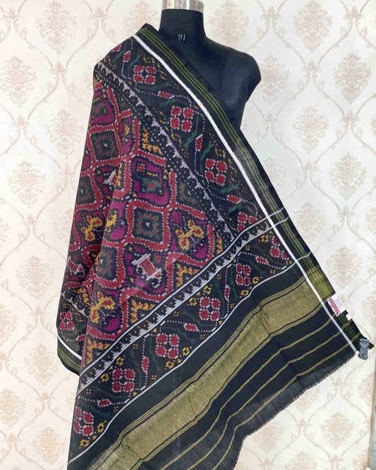 Black & Purple Narikunj Patola Shawl - SindhoiPatolaArt