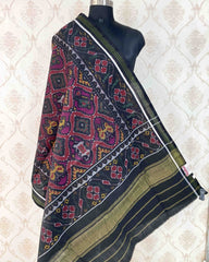 Black & Purple Narikunj Patola Shawl - SindhoiPatolaArt