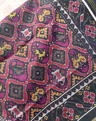 Black & Purple Narikunj Patola Shawl - SindhoiPatolaArt