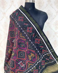 Black & Purple Narikunj Patola Shawl - SindhoiPatolaArt