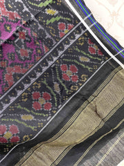 Black & Purple Navratan Patola Shawl - SindhoiPatolaArt