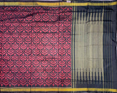 Black & Red Leaves Designer Patola - SindhoiPatolaArt