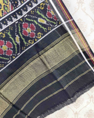 Black & Yellow Navratan Patola Shawl - SindhoiPatolaArt