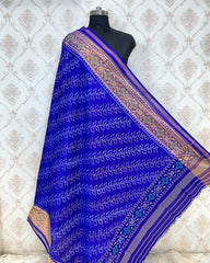 Blue ambadal Patola Dupatta - SindhoiPatolaArt