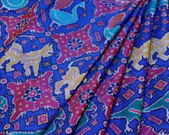 Blue and magenta chhabadi figure design patola saree - SindhoiPatolaArt