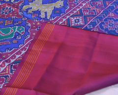 Blue and magenta chhabadi figure design patola saree - SindhoiPatolaArt