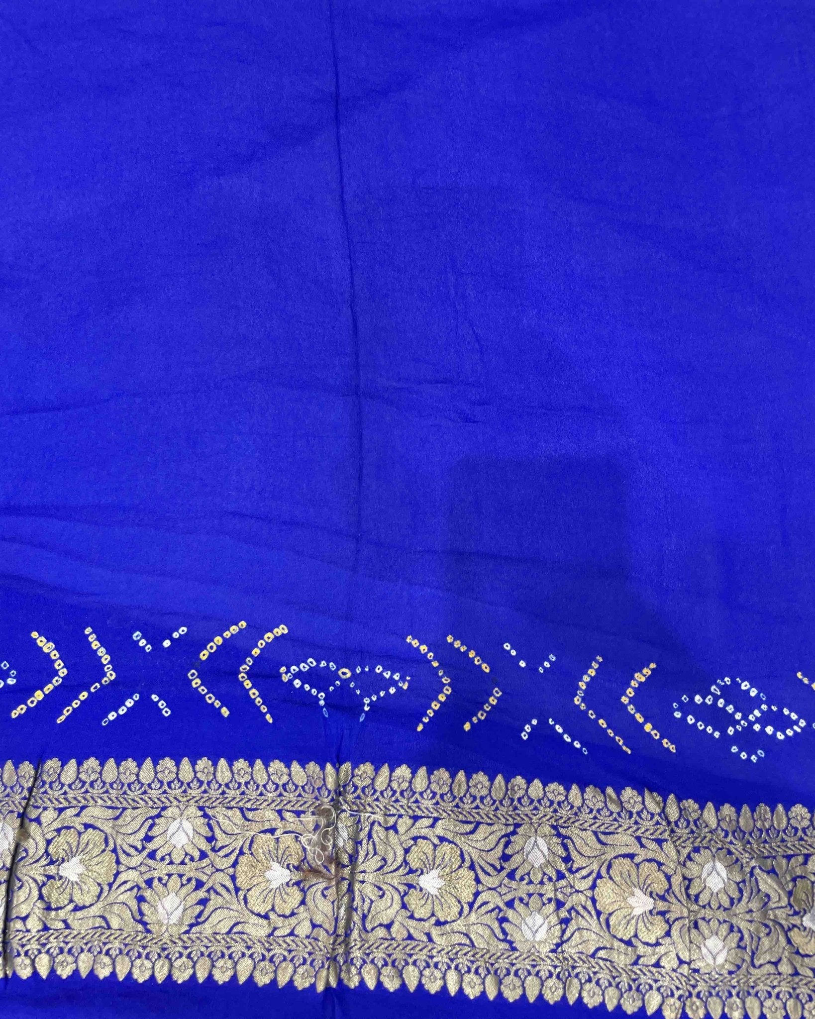 Blue banarasi georgette Bandhani Saree - SindhoiPatolaArt
