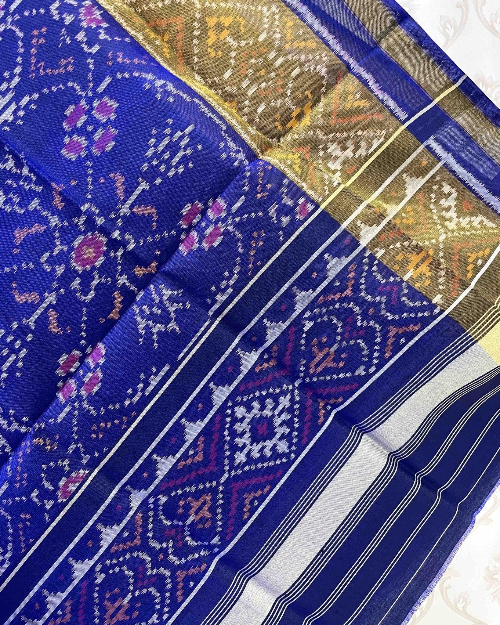 Blue Chhabdi Designer Patola Dupatta - SindhoiPatolaArt