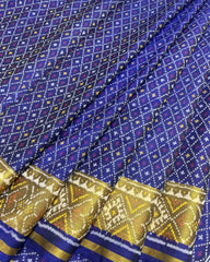 Blue Doted Designer Patola Saree - SindhoiPatolaArt