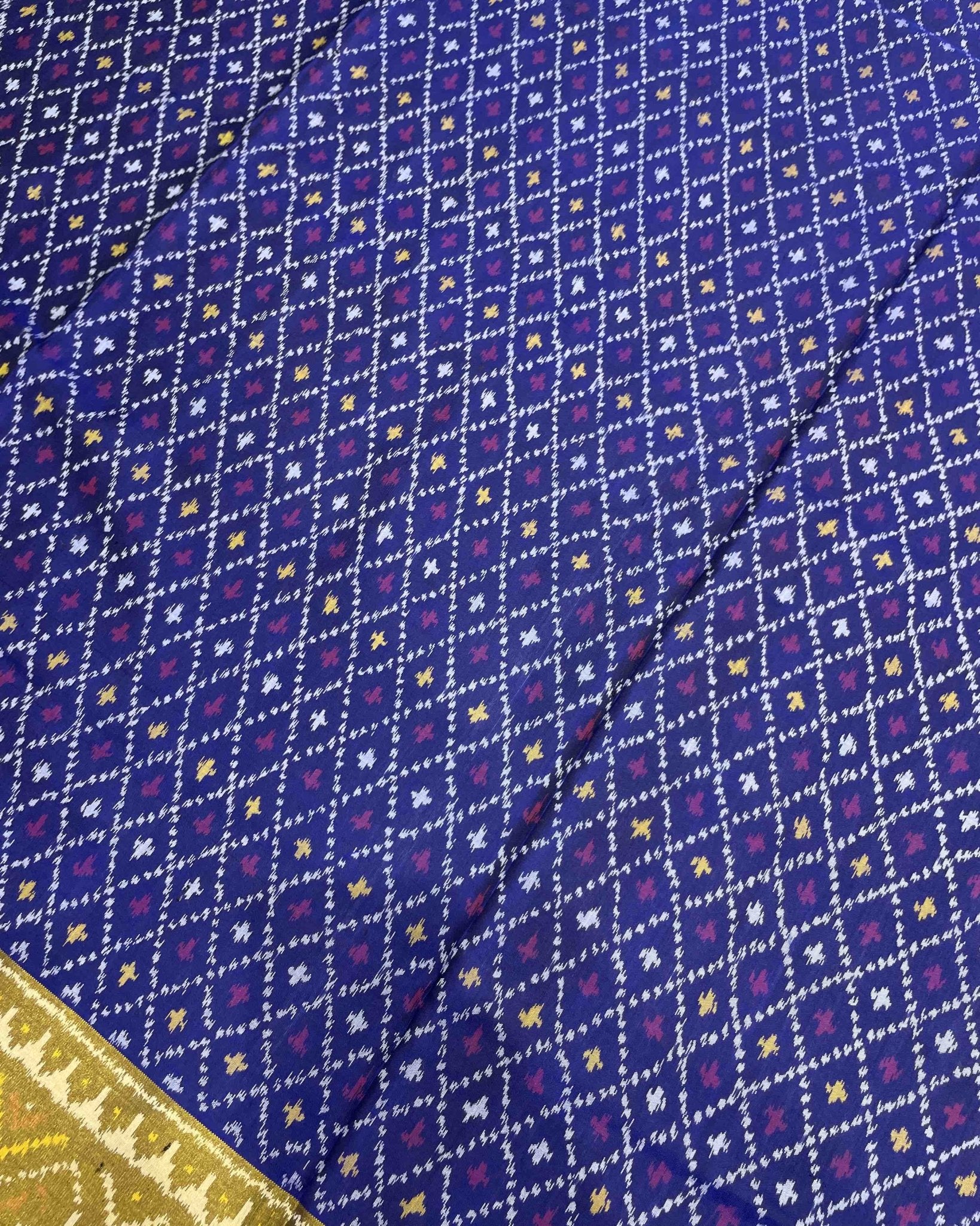 Blue Doted Designer Patola Saree - SindhoiPatolaArt