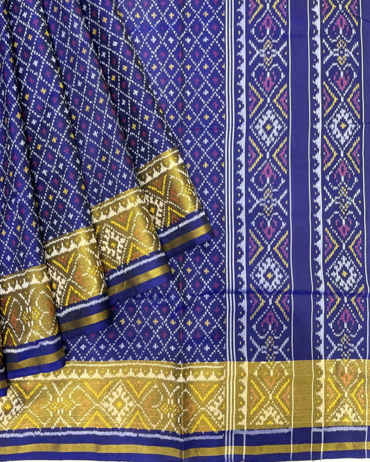 Blue Doted Designer Patola Saree - SindhoiPatolaArt
