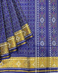 Blue Doted Designer Patola Saree - SindhoiPatolaArt
