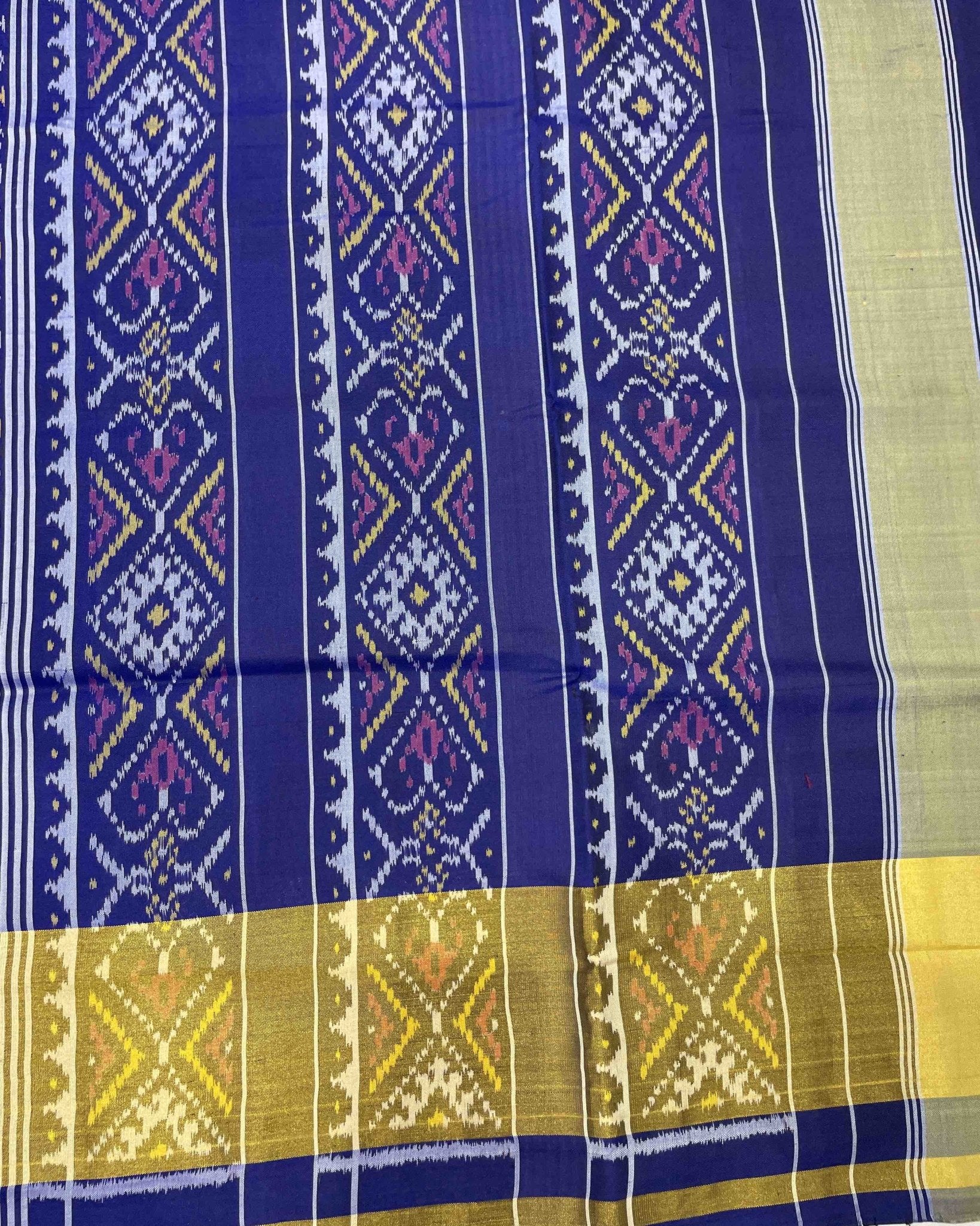 Blue Doted Designer Patola Saree - SindhoiPatolaArt