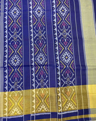 Blue Doted Designer Patola Saree - SindhoiPatolaArt