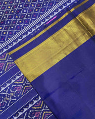Blue Doted Designer Patola Saree - SindhoiPatolaArt