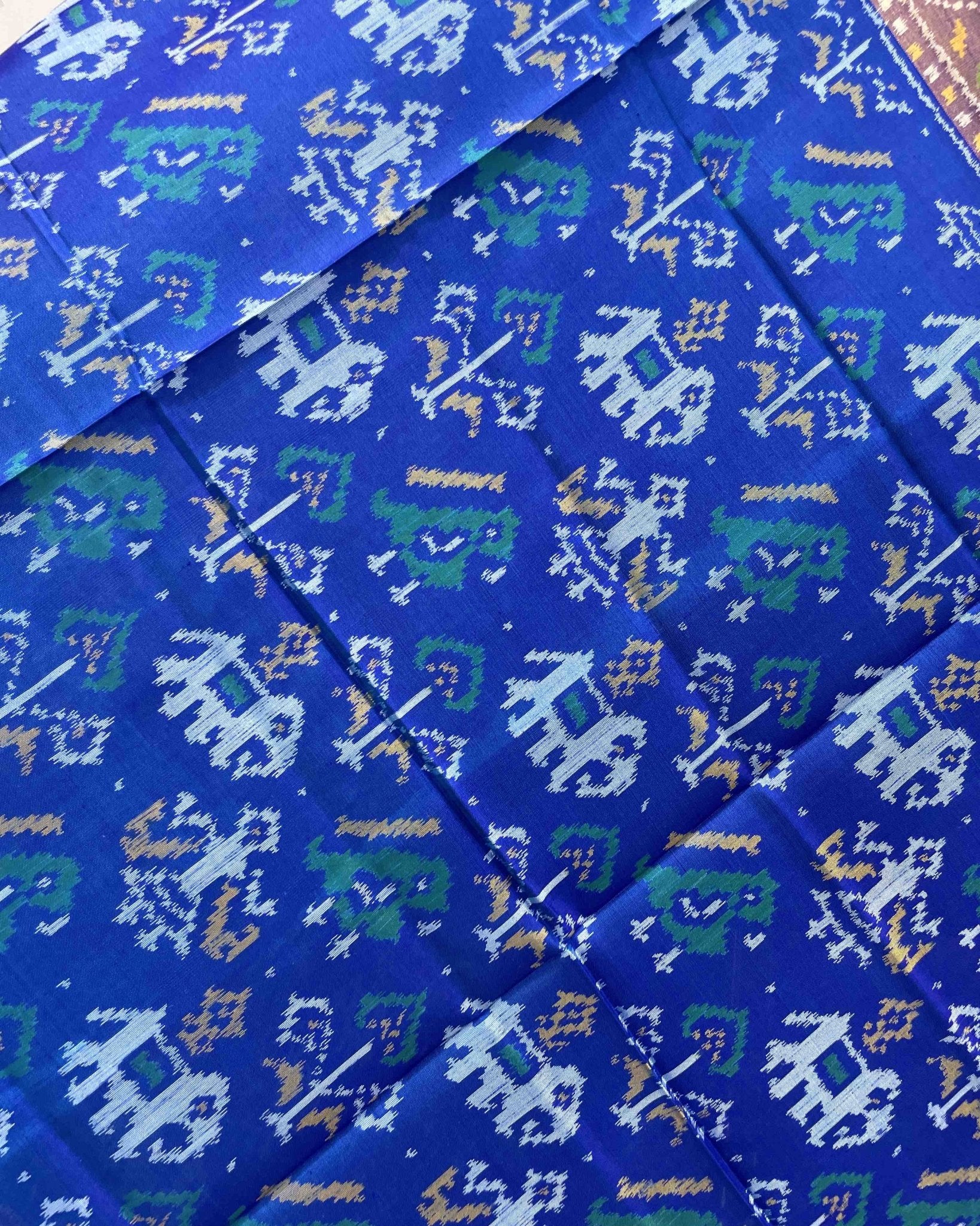 Blue Narikunj Designer Patola Dupatta - SindhoiPatolaArt