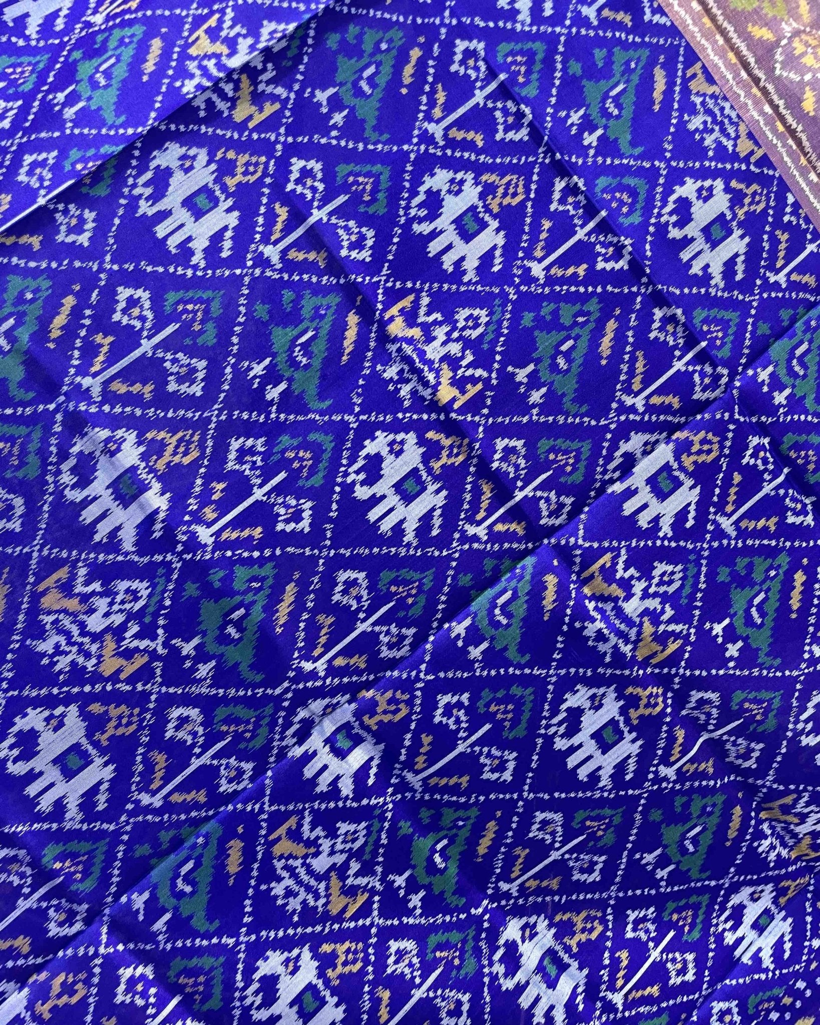 Blue Narikunj Designer Patola Dupatta - SindhoiPatolaArt