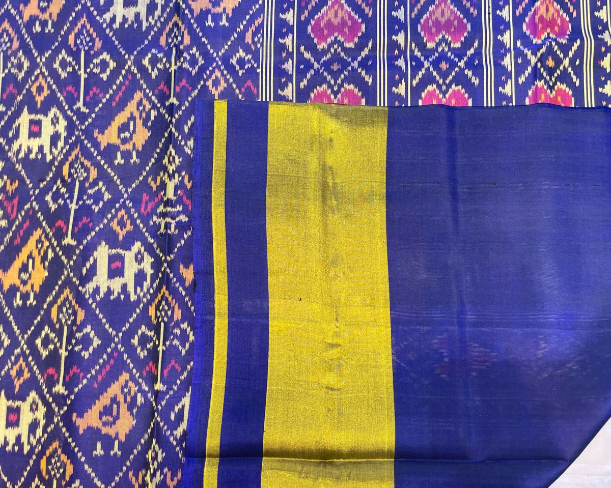 Blue Narikunj Designer Patola Saree - SindhoiPatolaArt