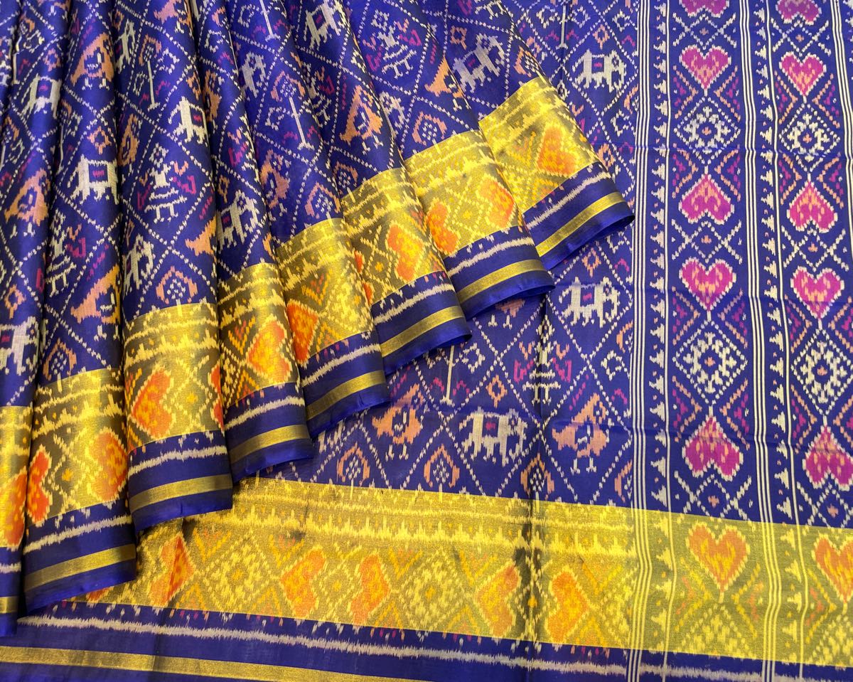 Blue Narikunj Designer Patola Saree - SindhoiPatolaArt