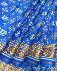 Blue Narikunj Designer Patola Saree - SindhoiPatolaArt