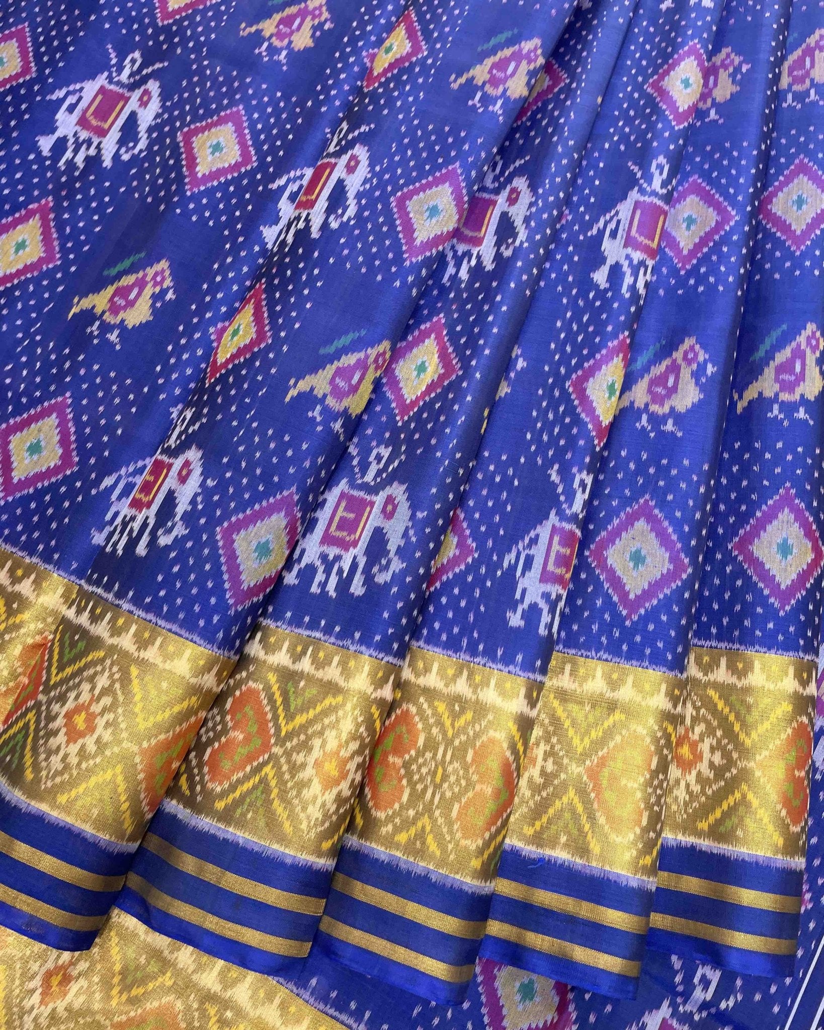 Blue Narikunj Designer Patola Saree - SindhoiPatolaArt