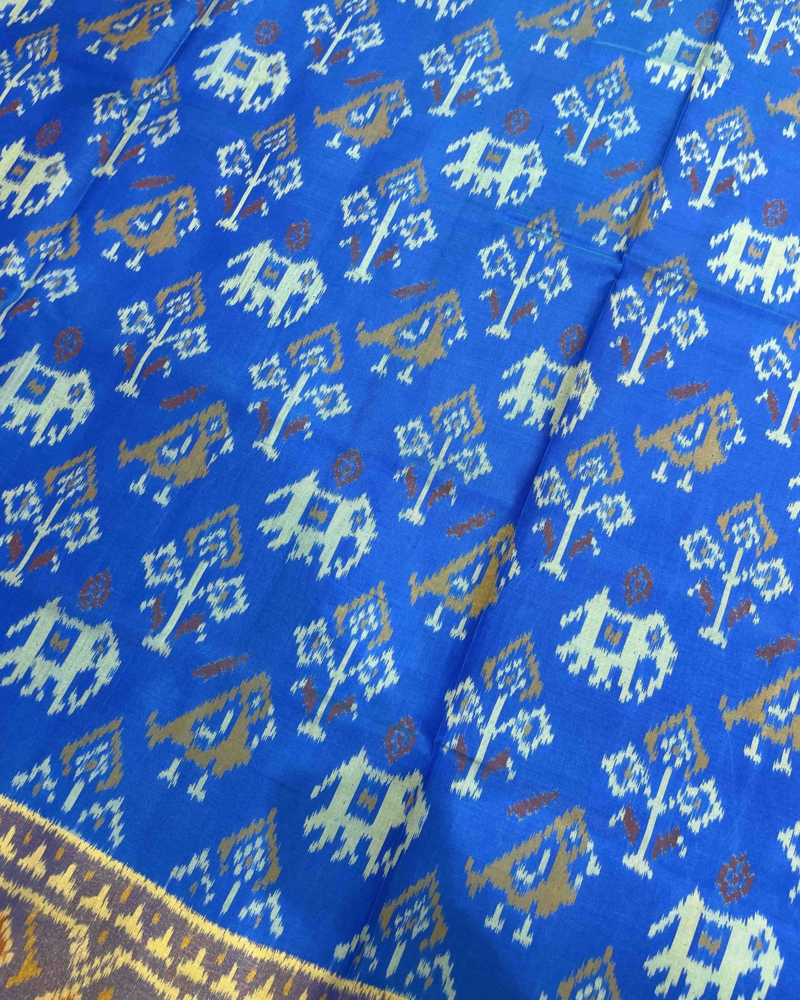 Blue Narikunj Designer Patola Saree - SindhoiPatolaArt