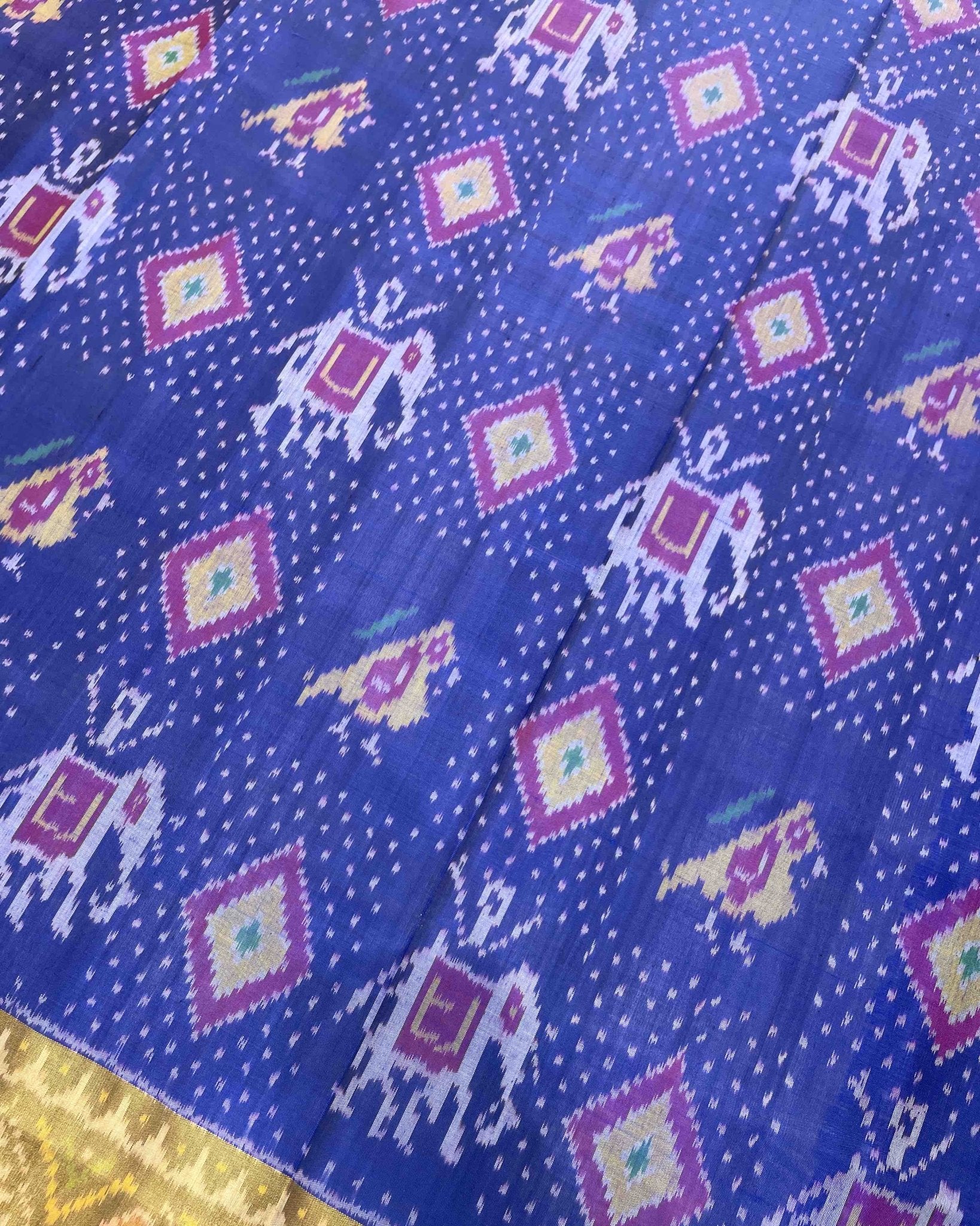 Blue Narikunj Designer Patola Saree - SindhoiPatolaArt