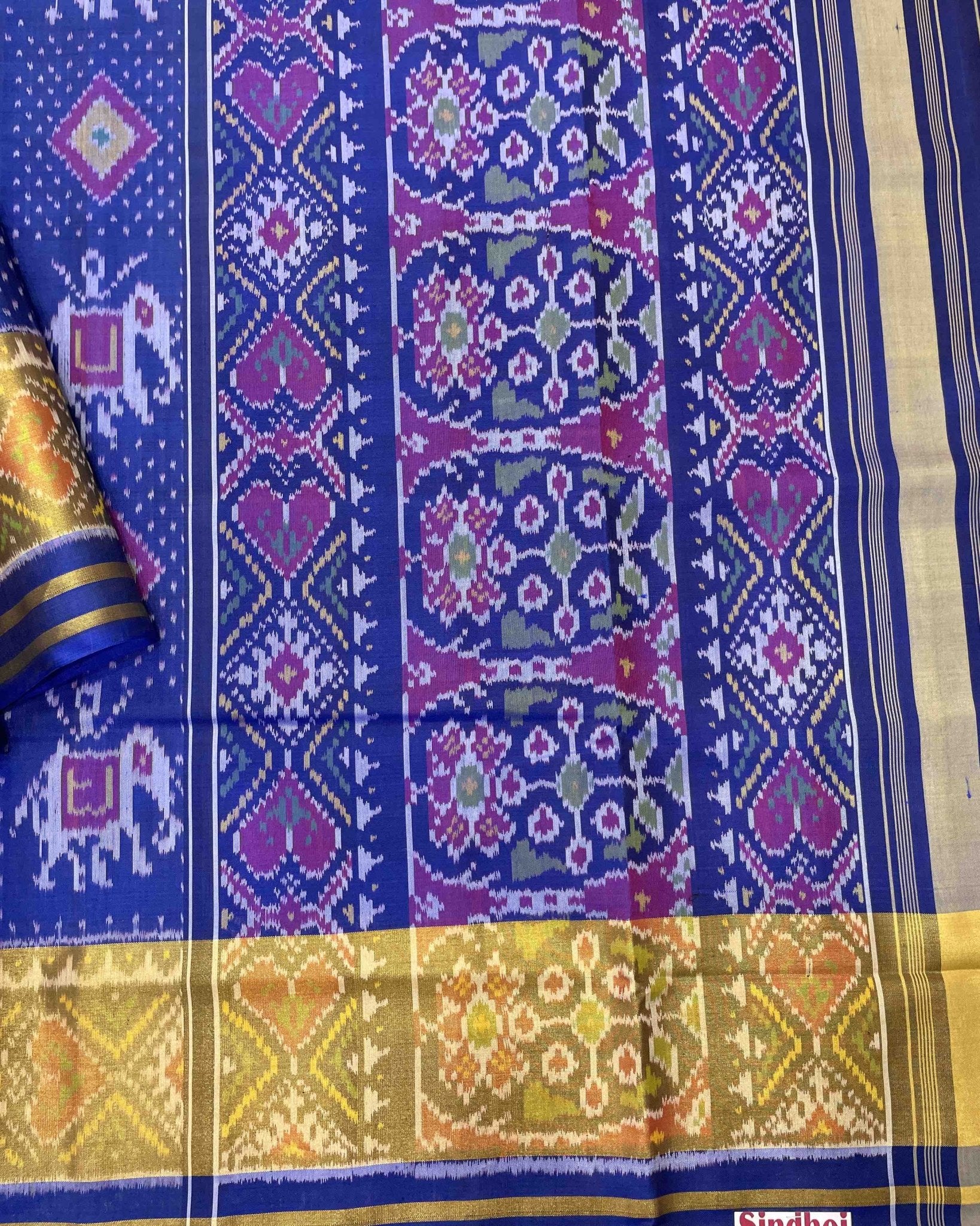 Blue Narikunj Designer Patola Saree - SindhoiPatolaArt
