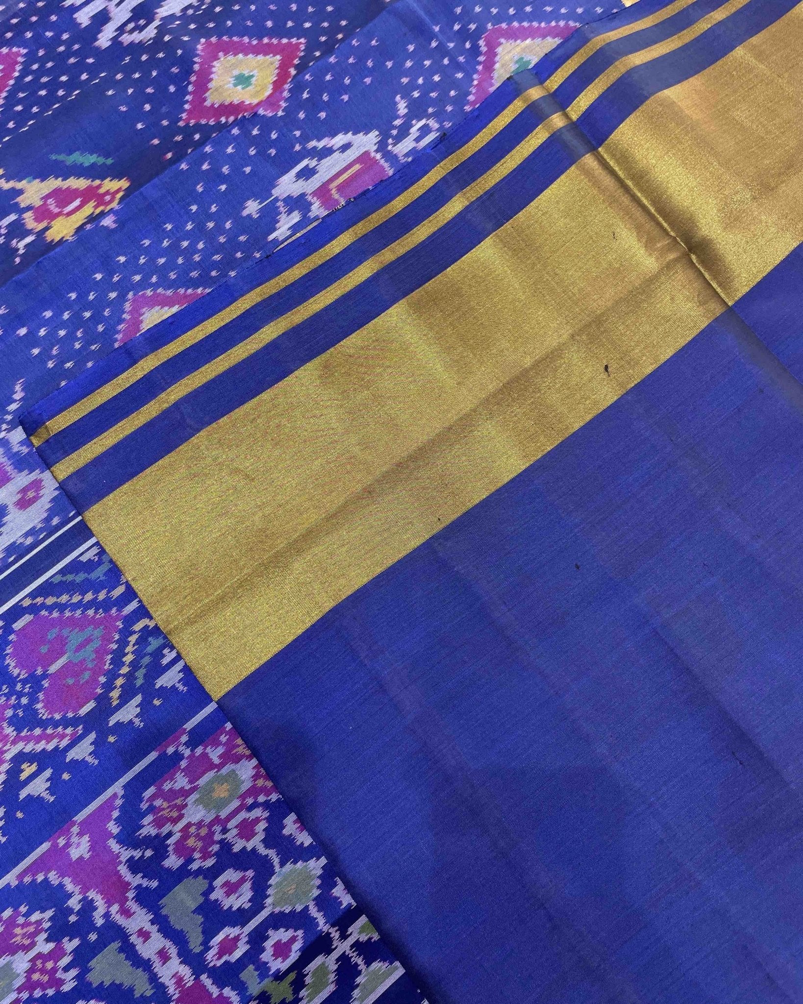 Blue Narikunj Designer Patola Saree - SindhoiPatolaArt