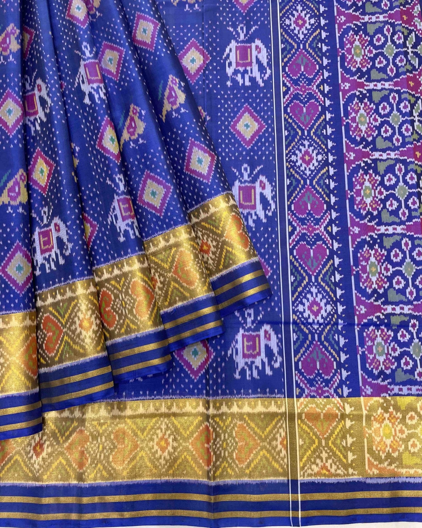 Blue Narikunj Designer Patola Saree - SindhoiPatolaArt