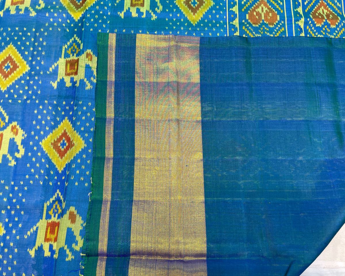 Blue Narikunj Designer Patola Saree - SindhoiPatolaArt