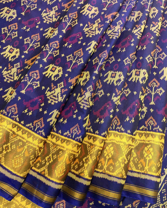 Blue Narikunj Designer Patola Saree - SindhoiPatolaArt