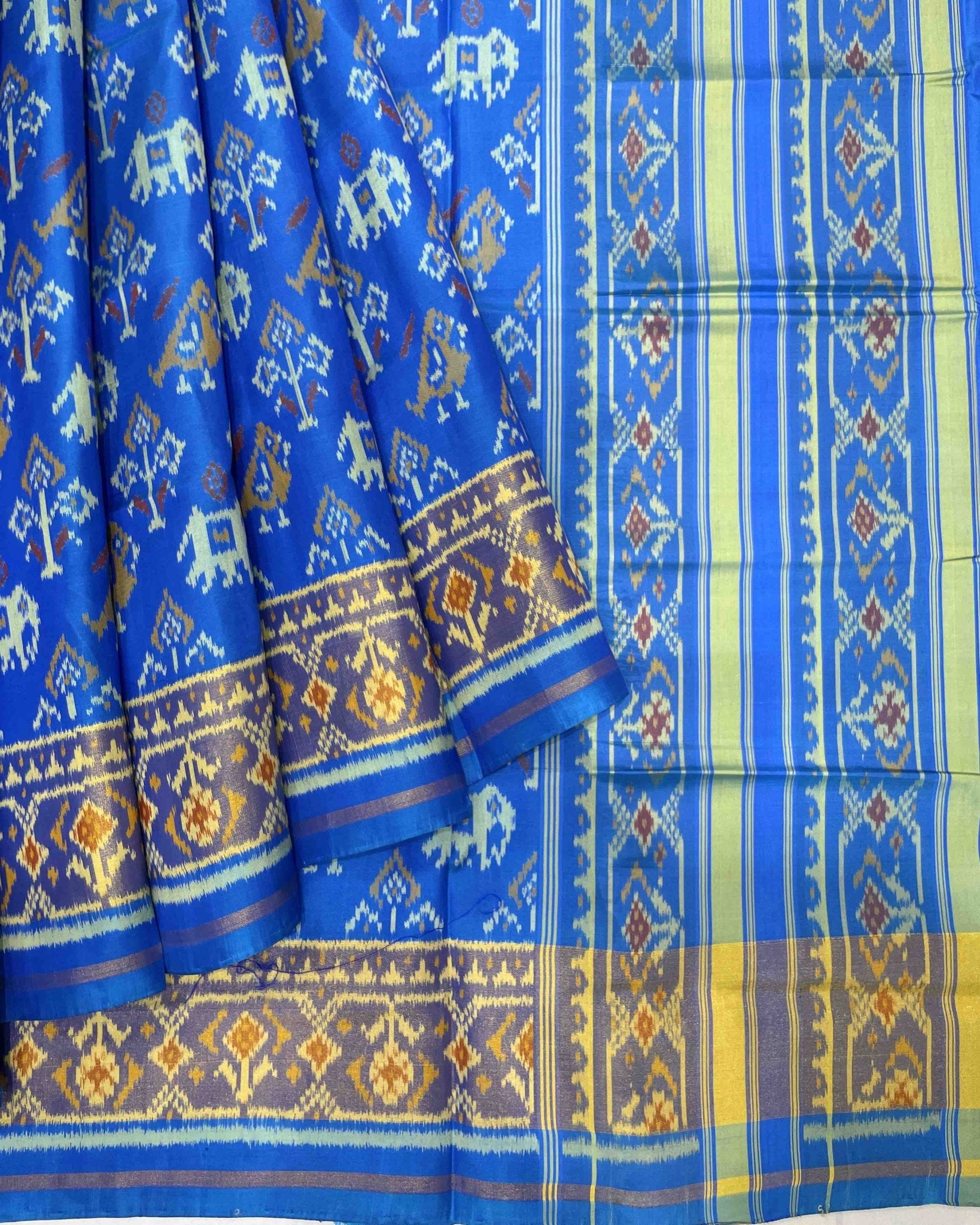 Blue Narikunj Designer Patola Saree - SindhoiPatolaArt