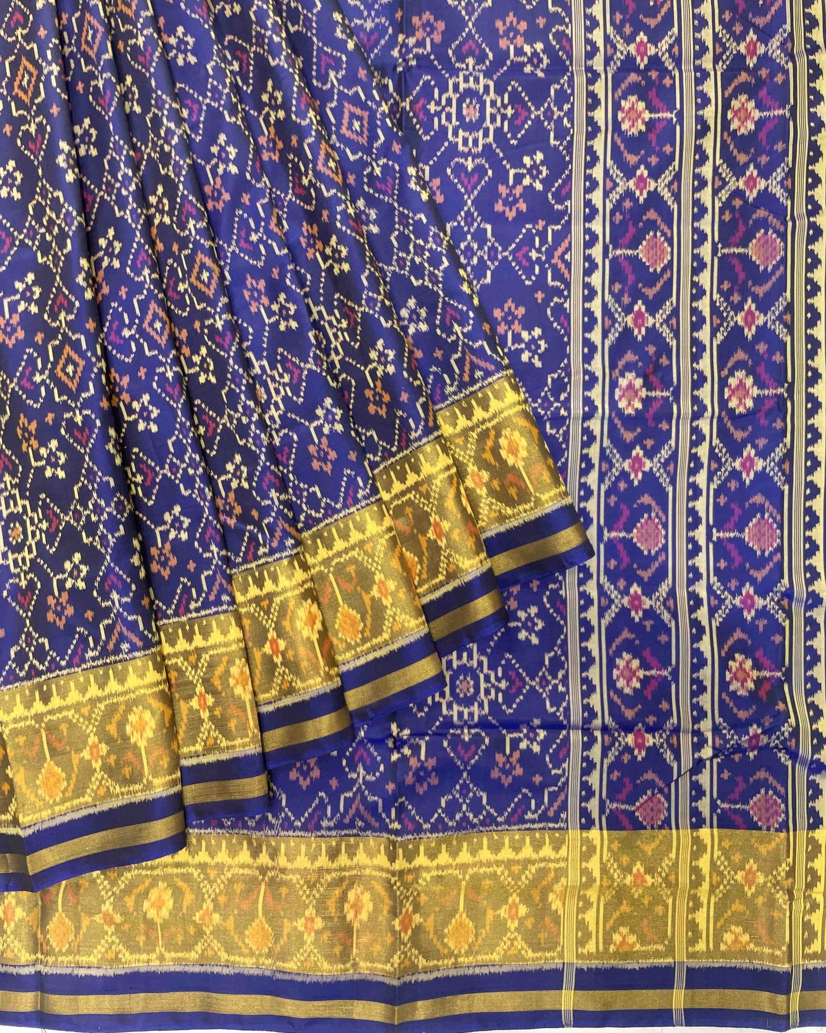 Blue Navratan Designer Patola Saree - SindhoiPatolaArt