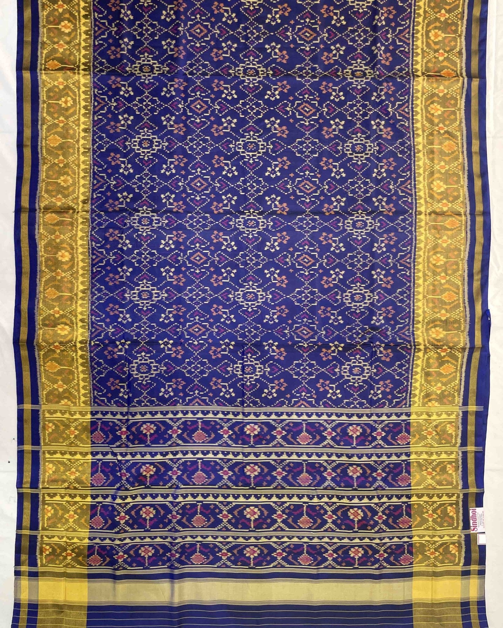 Blue Navratan Designer Patola Saree - SindhoiPatolaArt