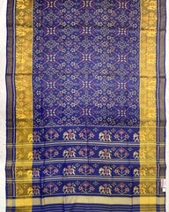 Blue Navratan With Elephant Pallu Designer Patola Saree - SindhoiPatolaArt