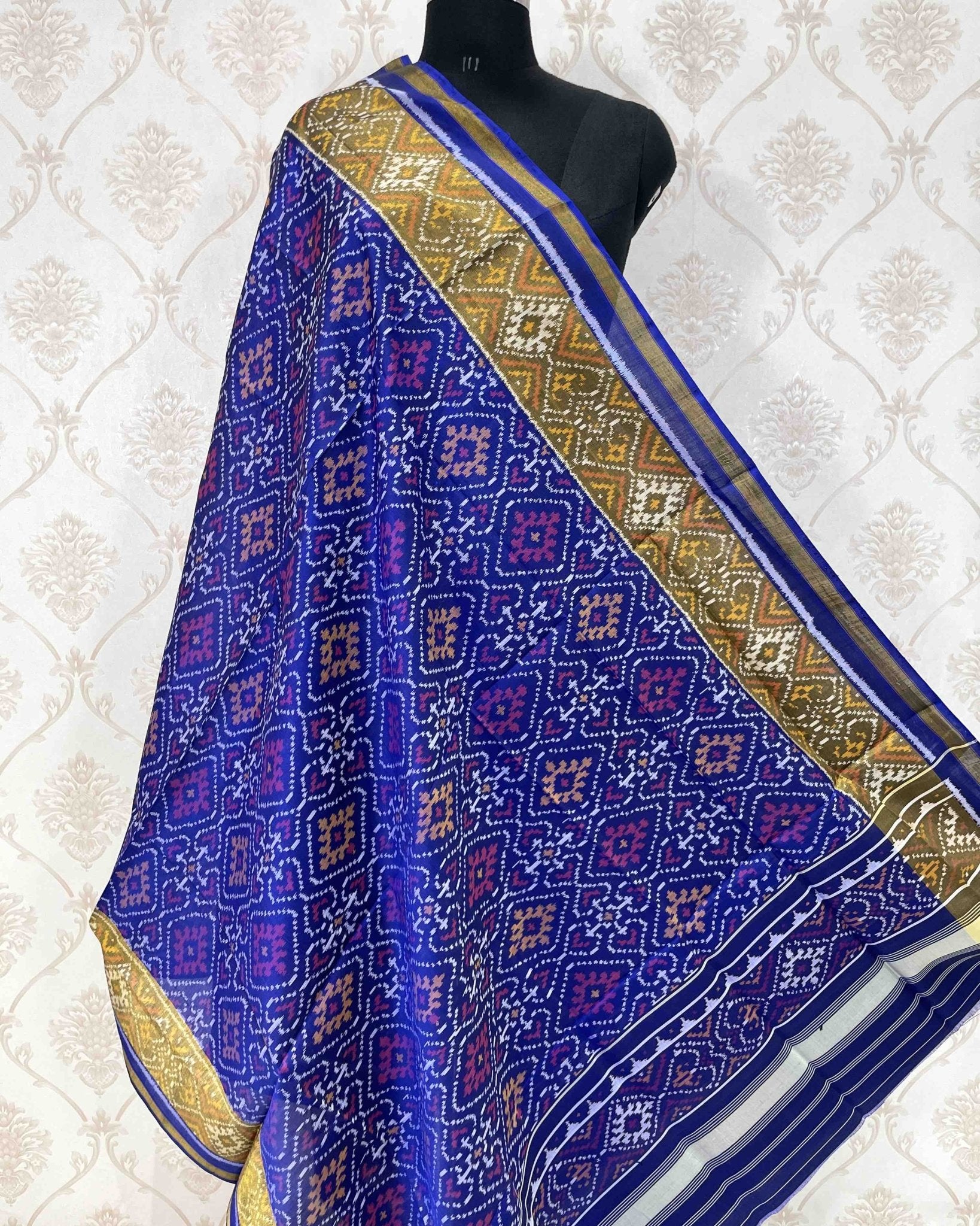 Blue Panchanda Designer Patola Dupatta - SindhoiPatolaArt