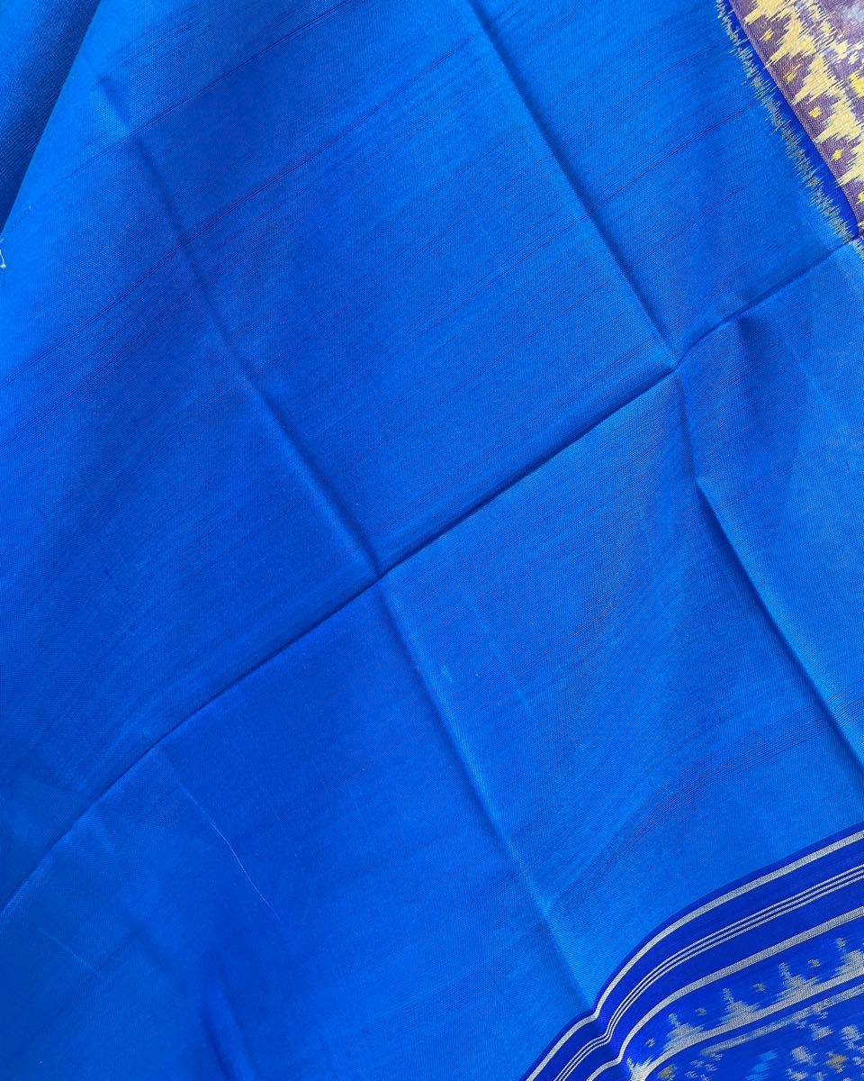 Blue Plain Patola Dupatta - SindhoiPatolaArt