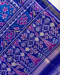 Blue & Turquoise Navratan Patola Dupatta - SindhoiPatolaArt