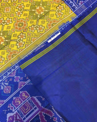 Blue & Yellow Navratan With Elephant Pallu Designer Patola Saree - SindhoiPatolaArt