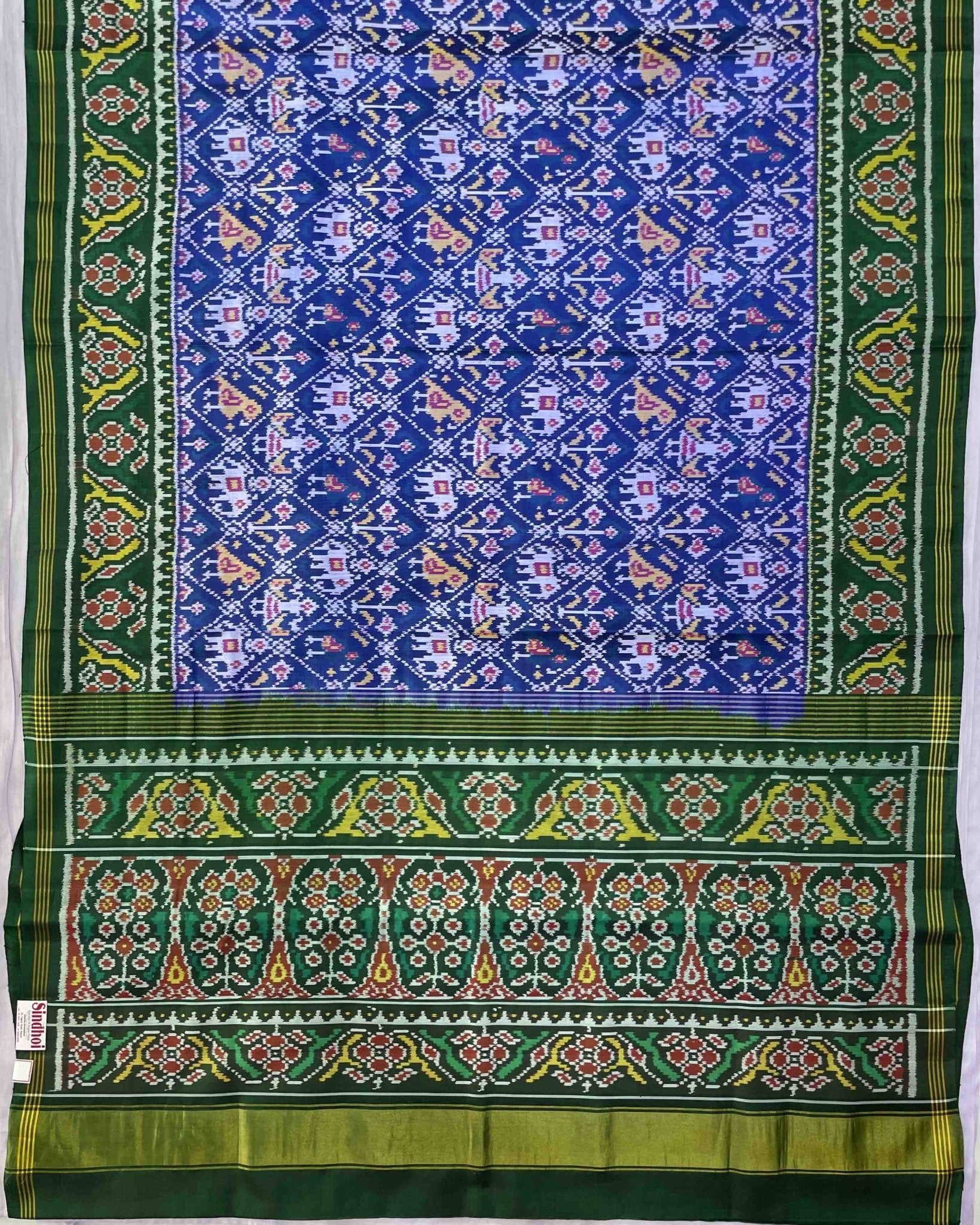 Green & Blue Narikunj Patola Saree - SindhoiPatolaArt