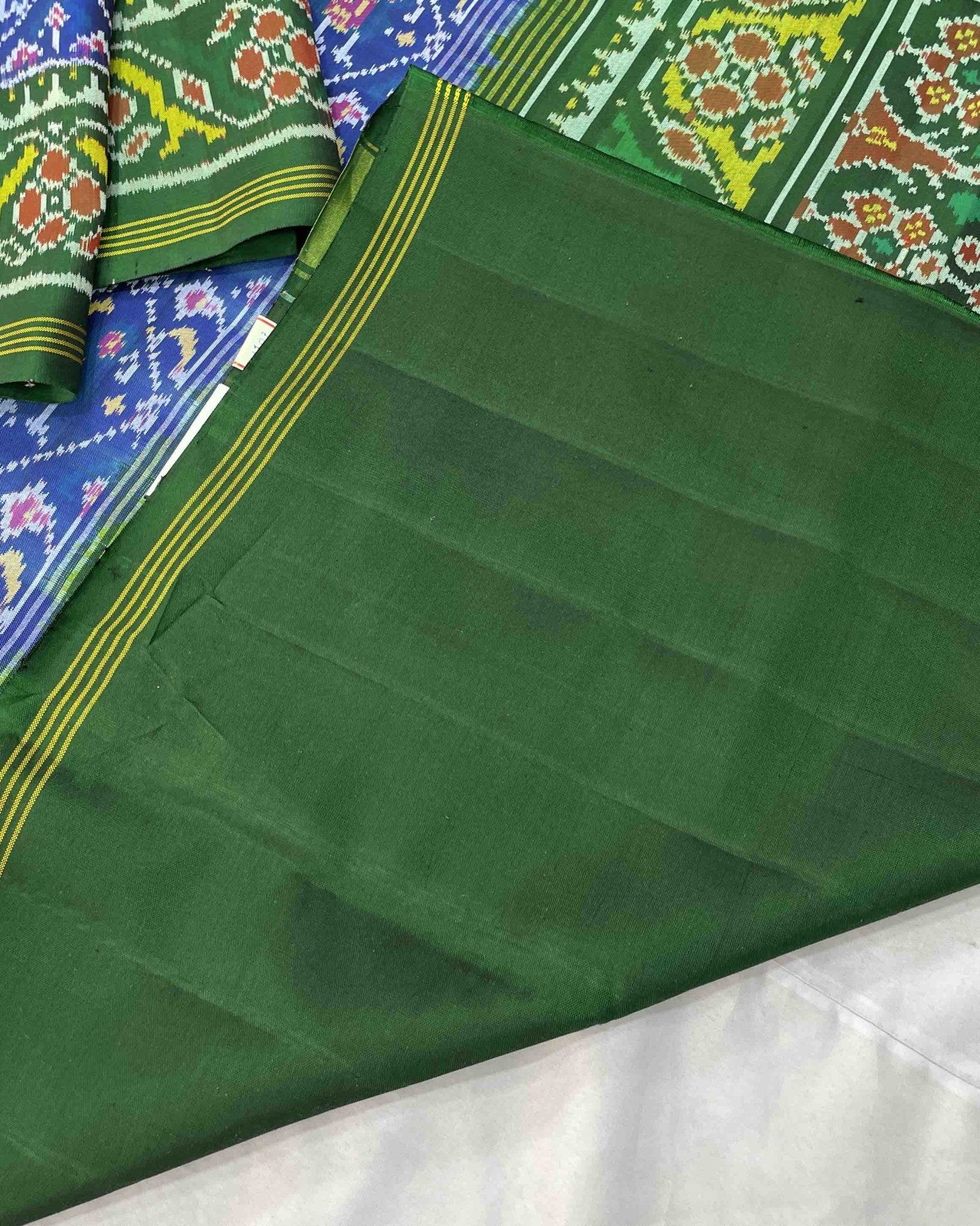 Green & Blue Narikunj Patola Saree - SindhoiPatolaArt