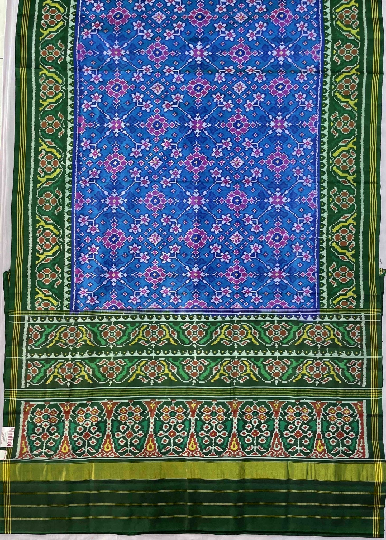 Green & Blue Navratna Patola Saree - SindhoiPatolaArt