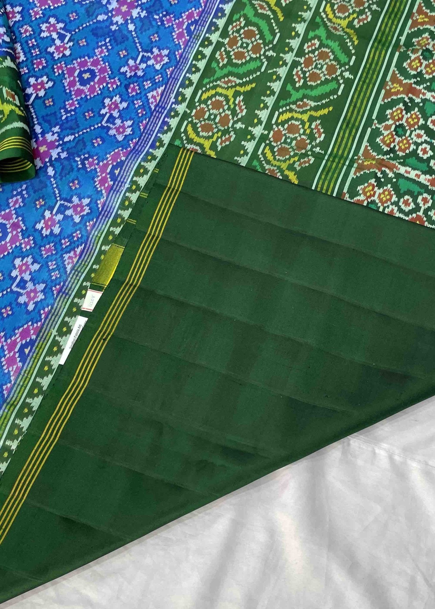 Green & Blue Navratna Patola Saree - SindhoiPatolaArt
