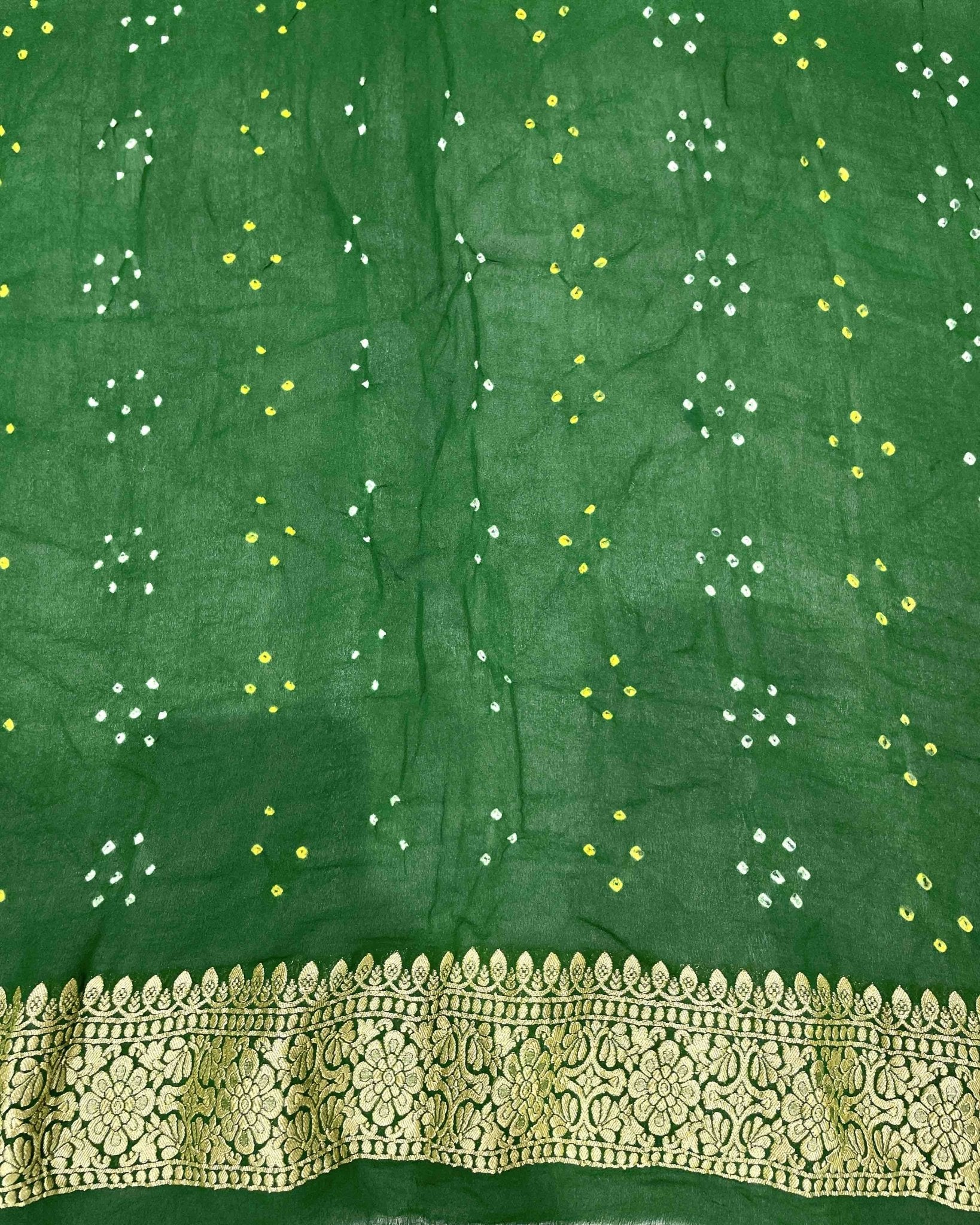 Green Georgette Bandhani Saree - SindhoiPatolaArt