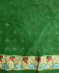 Green georgette Bandhani Saree - SindhoiPatolaArt