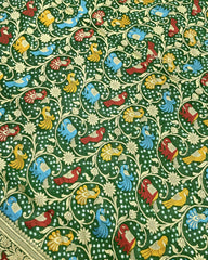 Green georgette Bandhani Saree - SindhoiPatolaArt