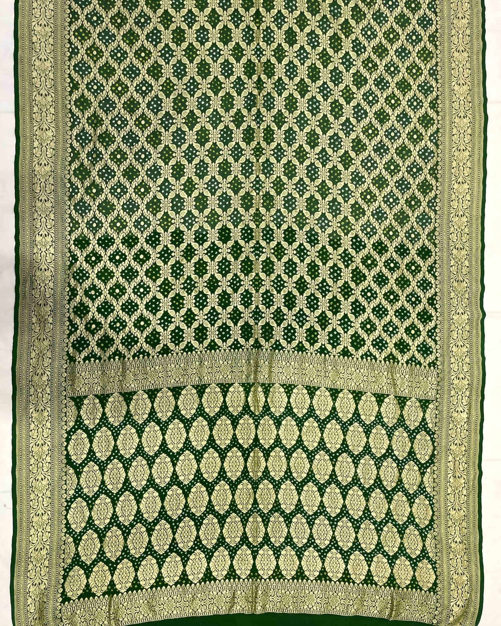 Green Georgette Bandhani Saree - SindhoiPatolaArt